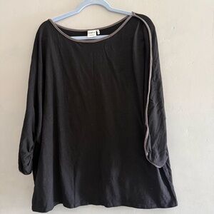 Simple Suzanne Betro Black Cotton Lagenlook Black Women's 3/4 Top